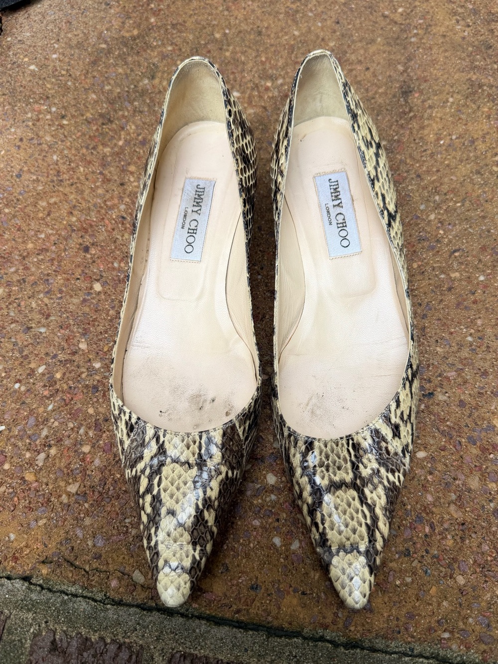 Jimmy Choo Snakeskin Pointed Toe Kitten Heels size 38.5 - Picture 2 of 3